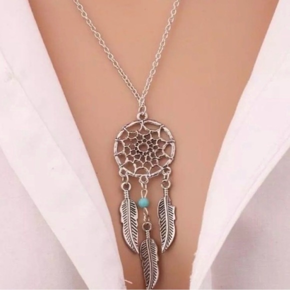 Be Still Boutique Jewelry - Be Still Boutique Silver Dreamcatcher Necklace with Blue Accent